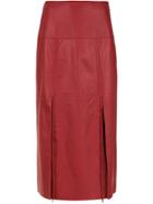 Nk Leather Midi Skirt - Red