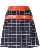 Courrèges Plaid A-line Skirt, Women's, Size: 36, Black, Cupro/viscose/cotton/polyurethane