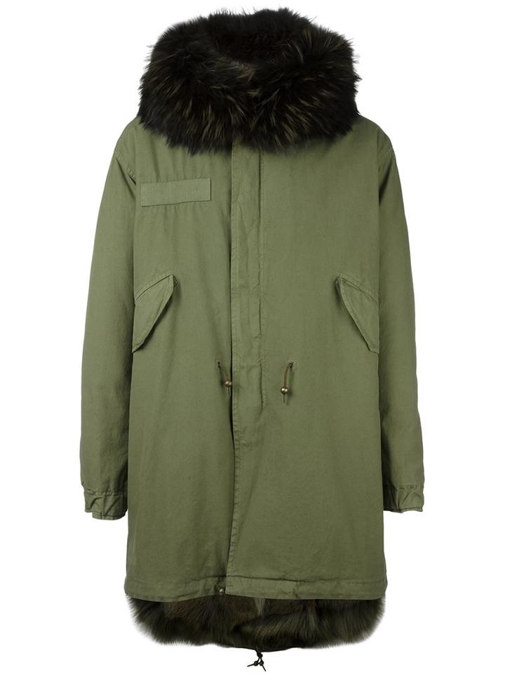 Mr & Mrs Italy Fur Collar Parka, Men's, Size: Small, Green, Cotton/lamb Skin/coyote Fur/racoon Fur