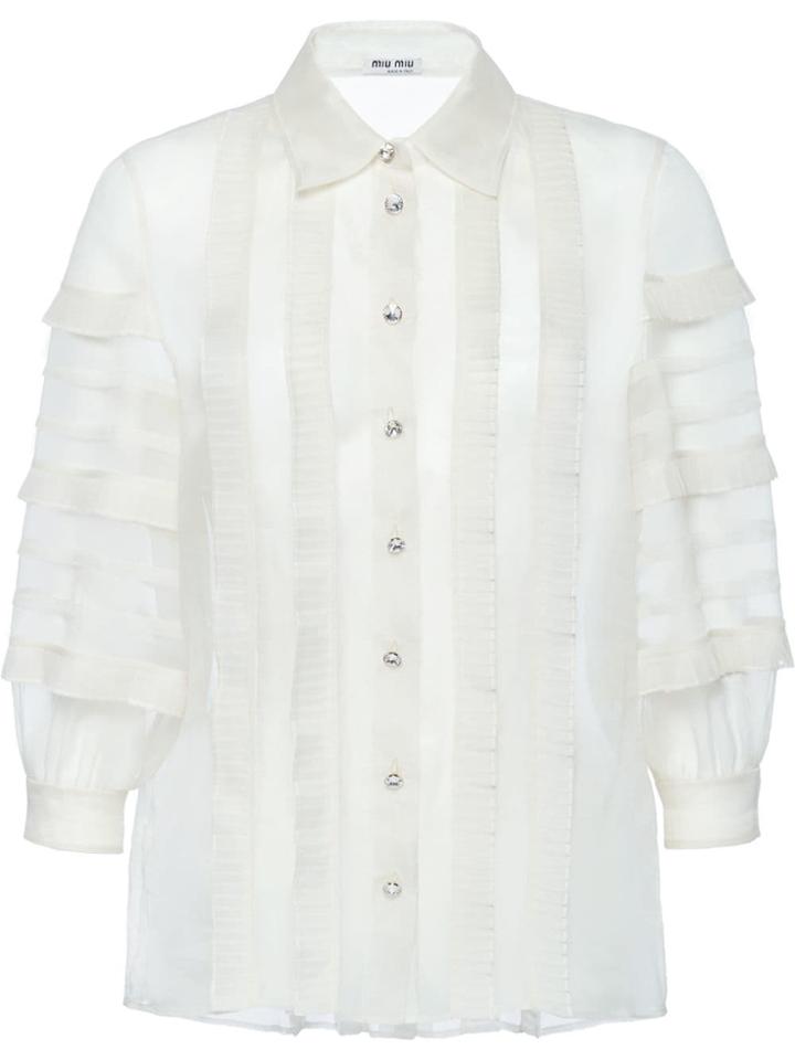 Miu Miu Crystal Button Blouse - White