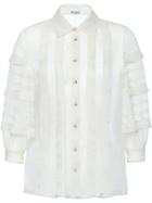 Miu Miu Crystal Button Blouse - White