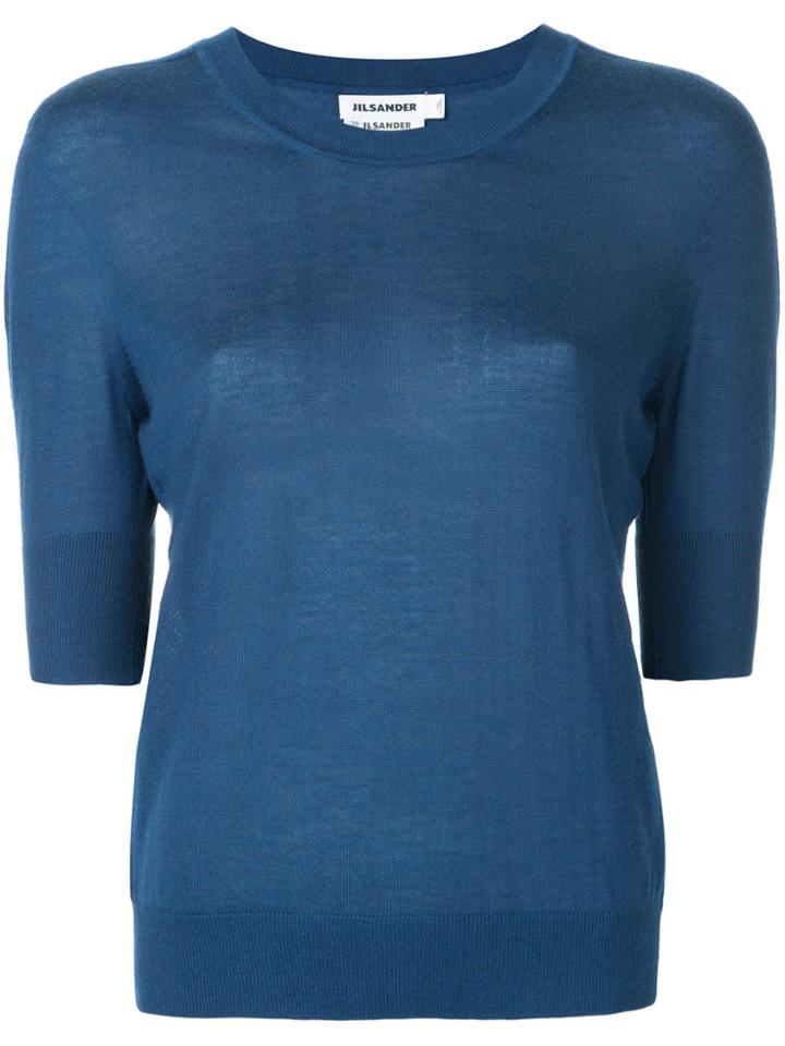 Jil Sander Short Sleeve Knit Top - Blue