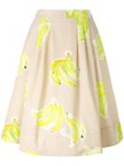 Msgm Banana Print Midi Skirt, Women's, Size: 40, Nude/neutrals, Cotton