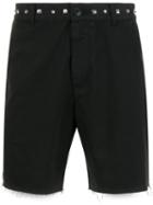 Saint Laurent Studded Chino Shorts, Men's, Size: 34, Black, Cotton