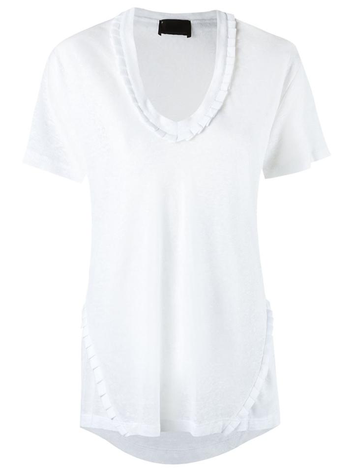 Andrea Bogosian Ruffled T-shirt, Women's, Size: P, White, Cotton/polyester