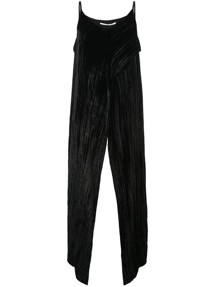 Rosetta Getty Long Draped Crushed Velvet Top - Black