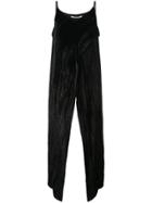 Rosetta Getty Long Draped Crushed Velvet Top - Black