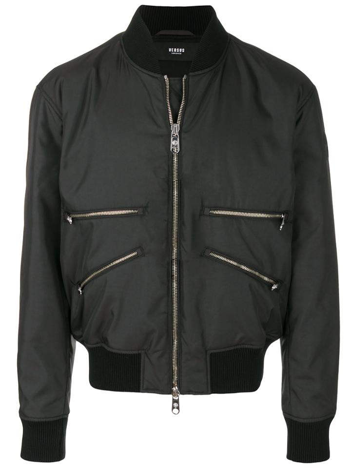 Versus Multi-zip Bomber Jacket - Black