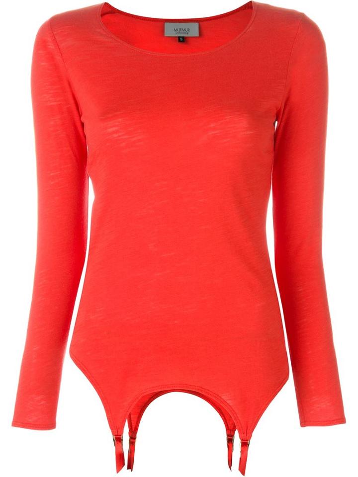 Murmur Longsleeved Suspender T-shirt, Women's, Size: Xs, Red, Cotton