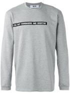 Msgm Quote Print Sweatshirt, Men's, Size: Large, Grey, Cotton
