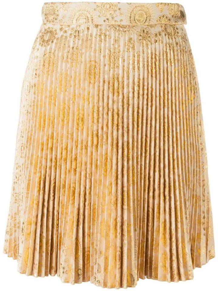 Antonio Berardi Pleated Mini Skirt, Women's, Size: 40, Yellow/orange, Polyester/acrylic