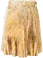Antonio Berardi Pleated Mini Skirt, Women's, Size: 40, Yellow/orange, Polyester/acrylic