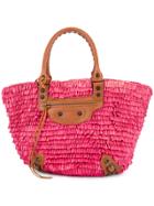 Balenciaga Vintage Raffia Basket Hand Bag - Pink & Purple