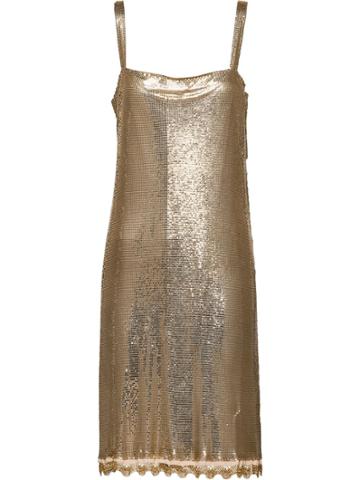 Prada Sleeveless Metallic Shift Dress
