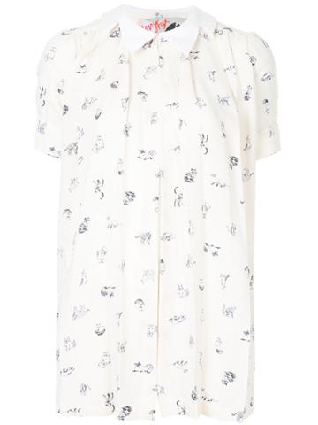 Jenny Fax Cat Print Shirt Dress - Nude & Neutrals