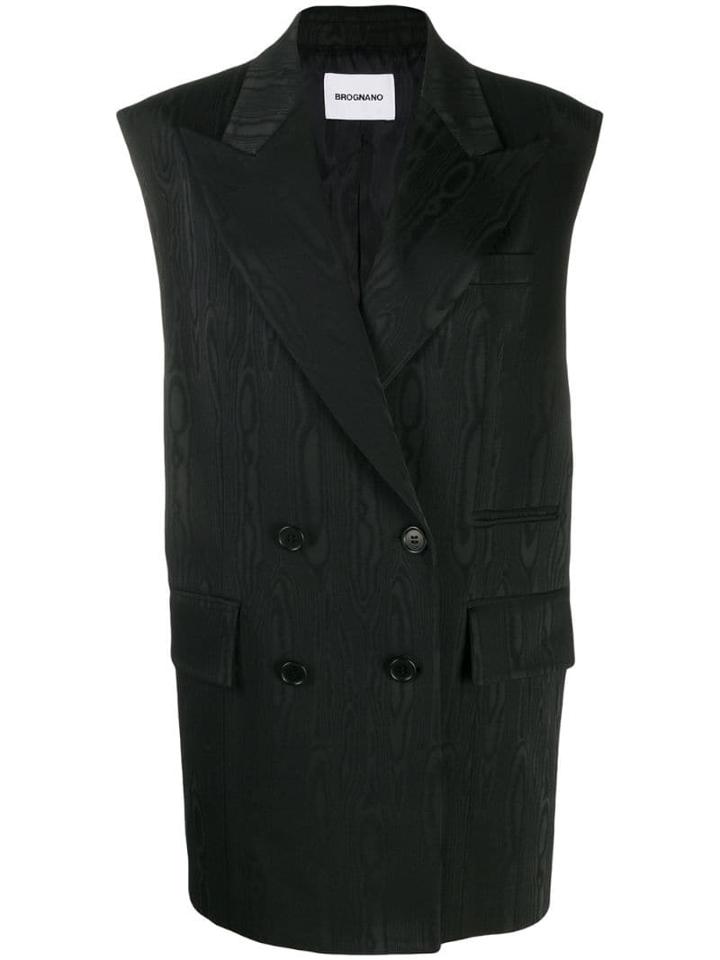 Brognano Long Double-breasted Waistcoat - Black