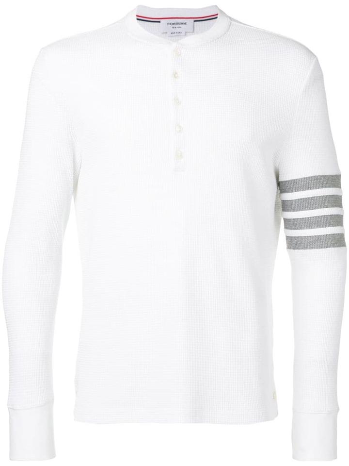 Thom Browne 4-bar Compact Waffle Henley - White