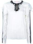 Giamba Ruffle Sleeve Blouse, Women's, Size: 44, White, Viscose/spandex/elastane