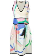 Roberto Cavalli Printed V-neck Dress, Women's, Size: 42, Viscose/spandex/elastane