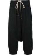 Rick Owens Drop Crotch Cropped Trousers, Men's, Size: L, Black, Cotton