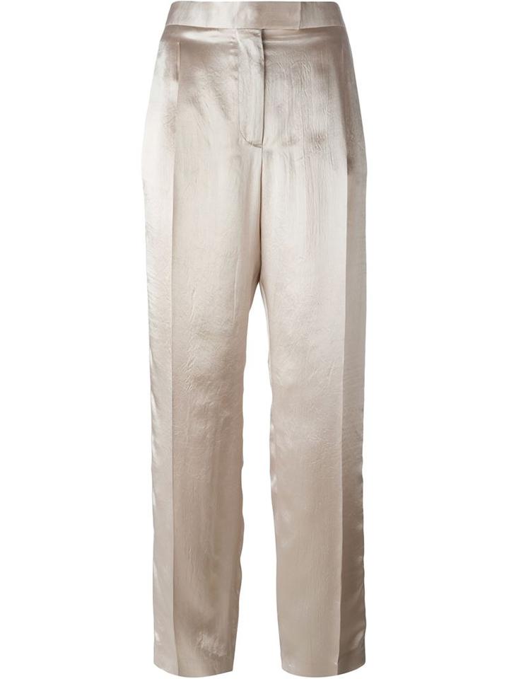Alexander Mcqueen Straight Leg Trousers, Women's, Size: 40, Nude/neutrals, Acetate/cotton/viscose/silk
