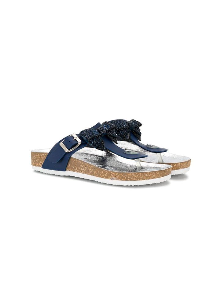 Monnalisa Embellished Bow Sandals - Blue