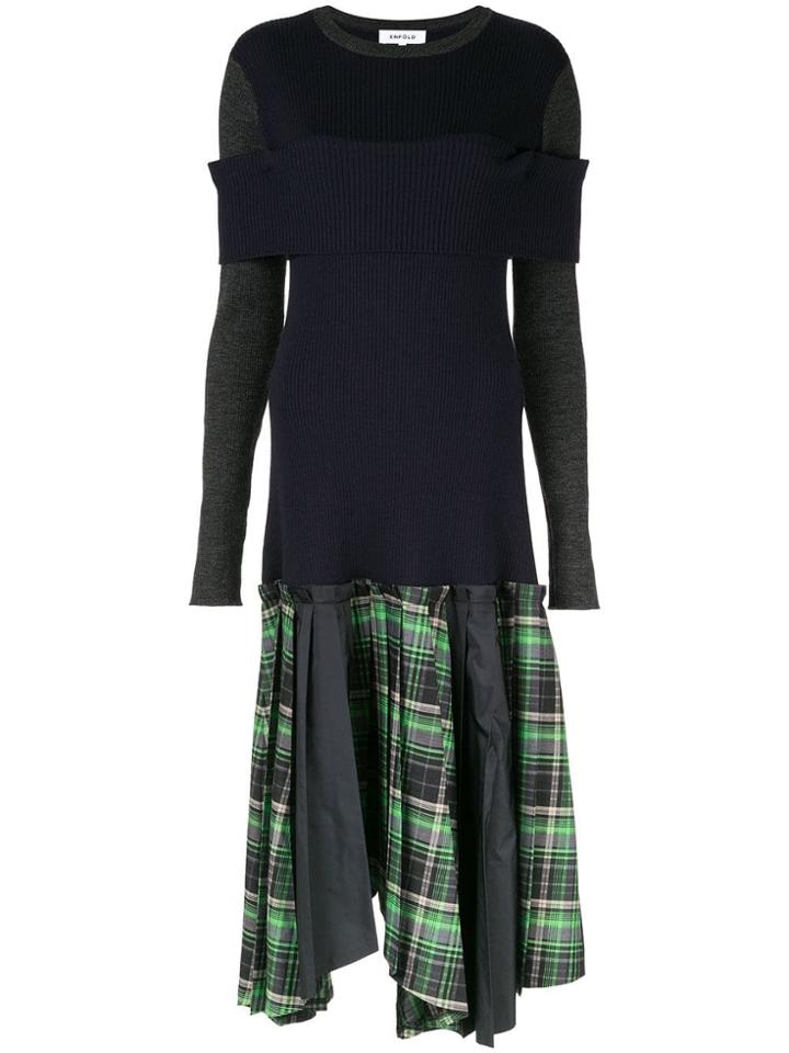 Enföld Contrast Panel Knit Dress - Blue