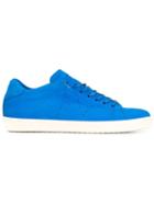 Leather Crown Lace-up Sneakers, Men's, Size: 42, Blue, Nubuck Leather/leather/cotton/rubber