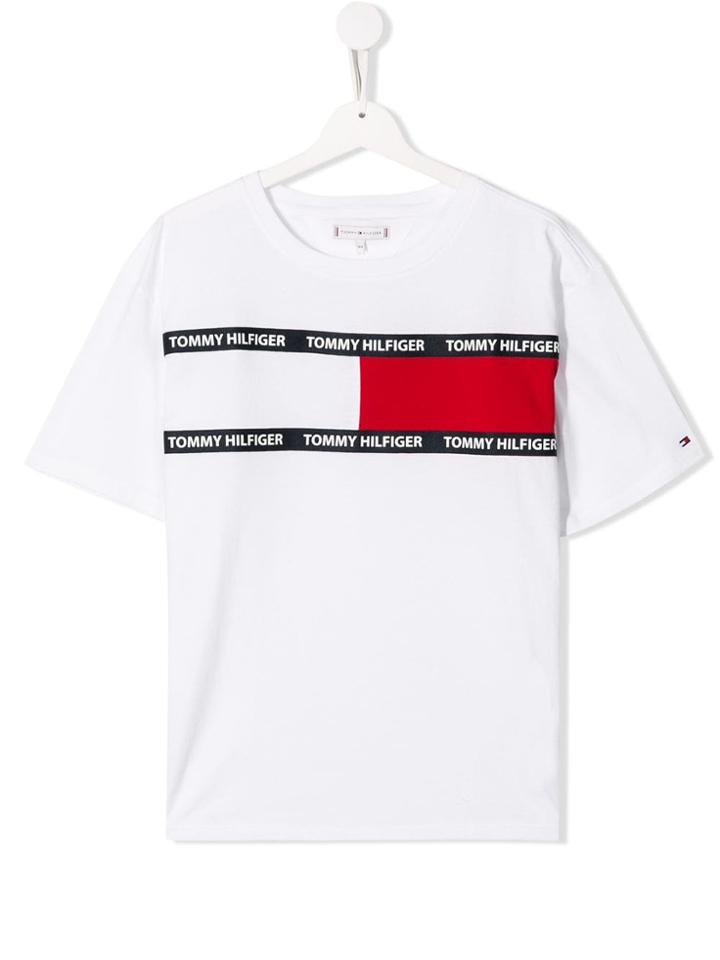 Tommy Hilfiger Junior Teen Colour-block Logo T-shirt - White