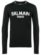 Balmain Logo Intarsia Sweater - Black
