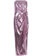 Prabal Gurung Strapless Gathered Sequin Gown - Pink & Purple