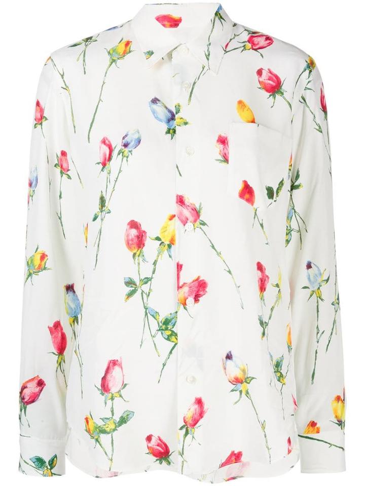 Junya Watanabe Rose Print Blouse - White