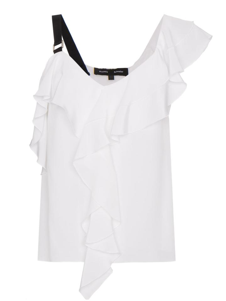 Proenza Schouler Asymmetric Ruffle Blouse - White