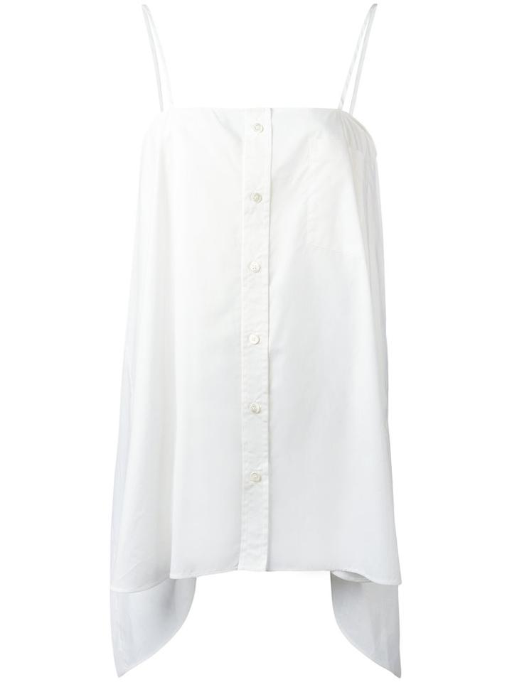 Balenciaga Buttoned Spaghetti Strap Blouse, Women's, Size: 38, White, Cotton