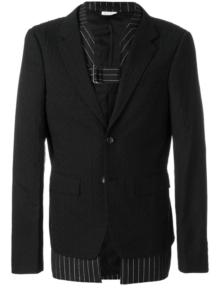 Comme Des Garçons Homme Plus Pinstripe Layered Blazer - Black