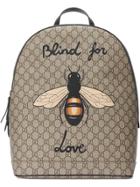 Gucci Bee Print Gg Supreme Backpack - Nude & Neutrals