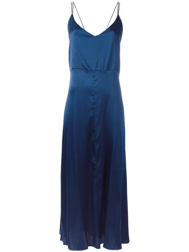 Cloe Cassandro Cross Back Slip Dress, Blue, Silk