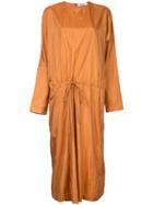 Jil Sander - Drawstring Waist Dress - Women - Silk/polyamide - 42, Yellow/orange, Silk/polyamide