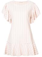 Love Shack Fancy Striped Frill Dress - Pink & Purple