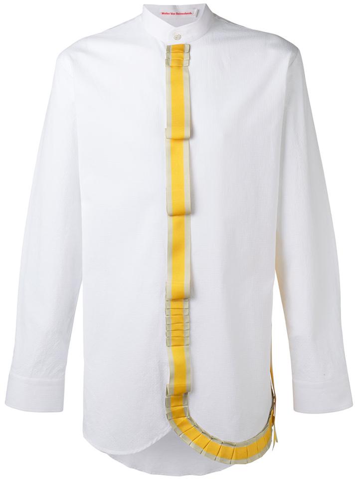 Walter Van Beirendonck Mandarin Collar Shirt, Men's, Size: Large, White, Cotton