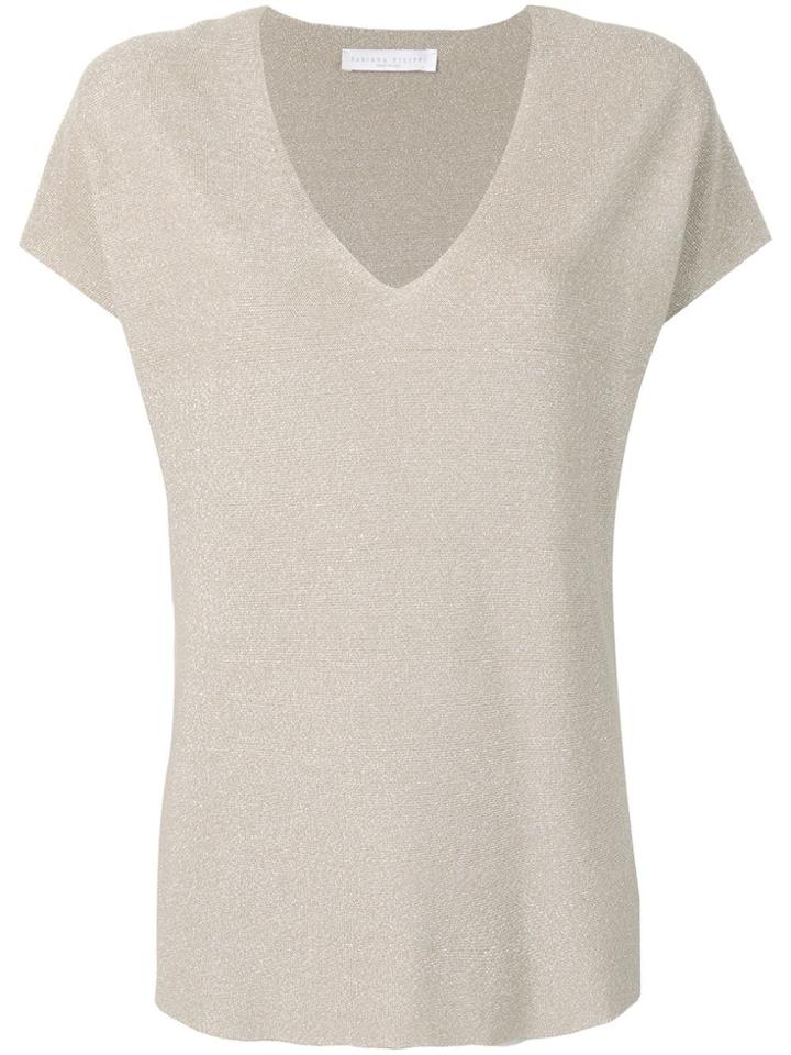 Fabiana Filippi Metallic V-neck Top - Neutrals