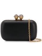 Alexander Mcqueen King Queen Skull Charm Clutch - Black