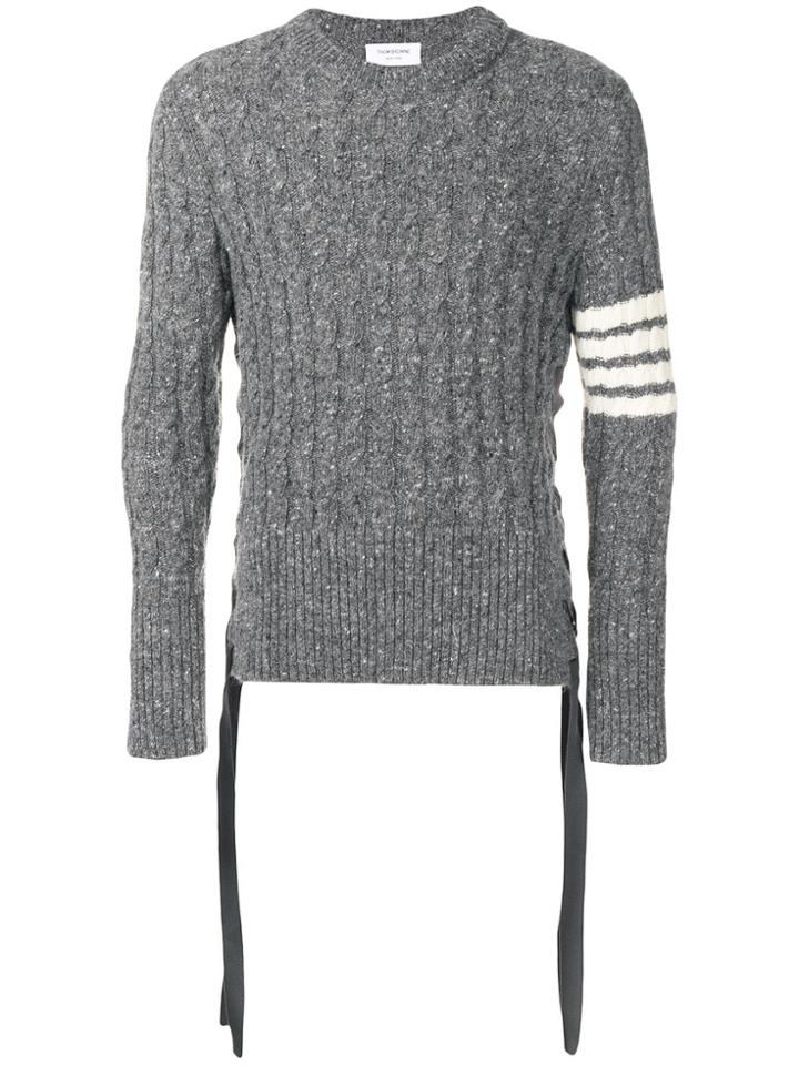 Thom Browne 4-bar Baby Cable Mohair Pullover - Grey