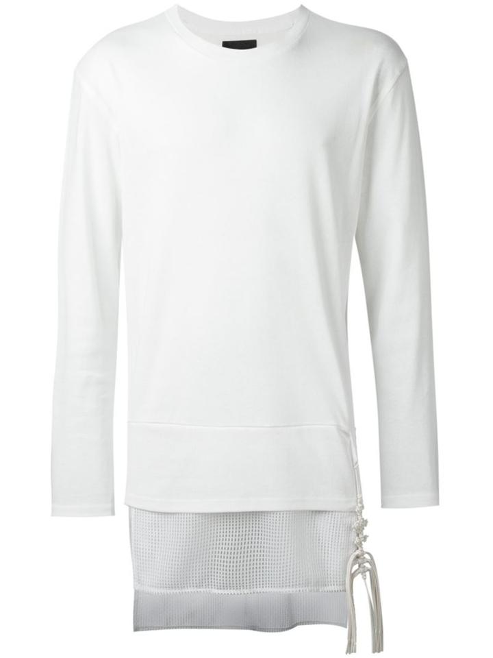 D-gnak Pendant Detail Longsleeve Top, Men's, Size: 50, White, Cotton