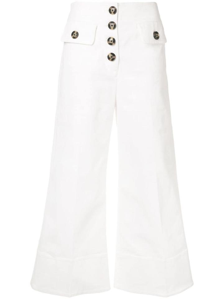 Self-portrait High Waist Flared Trousers - White