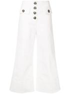 Self-portrait High Waist Flared Trousers - White