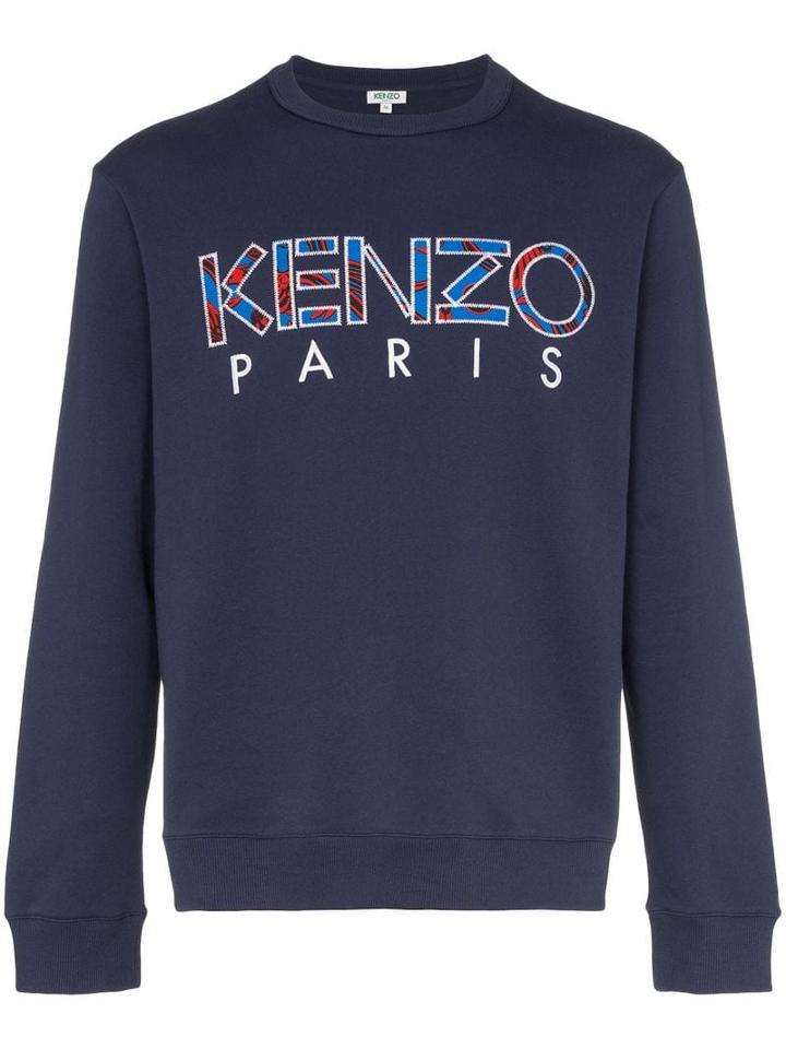 Kenzo Logo-embroidered Cotton Sweatshirt - Blue