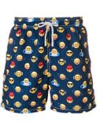 Mc2 Saint Barth Emoji Print Swim Shorts - Blue