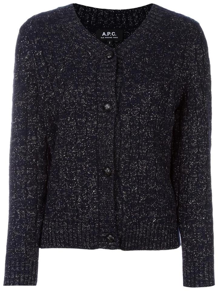 A.p.c. Glitter Effect Cardigan, Women's, Size: 38, Blue, Wool/metallic Fibre/nylon/spandex/elastane