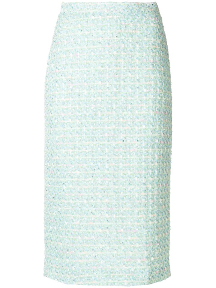 Alessandra Rich Bouclé Pencil Skirt - Green
